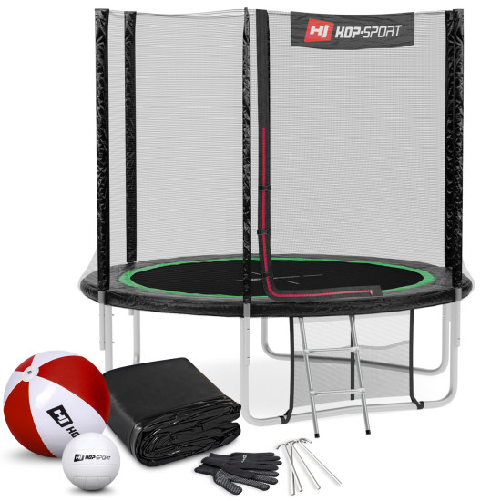 Купити Батут  Hop-Sport 8FT 244 black/green см із зовнішньою сіткою у Києві - фото №1